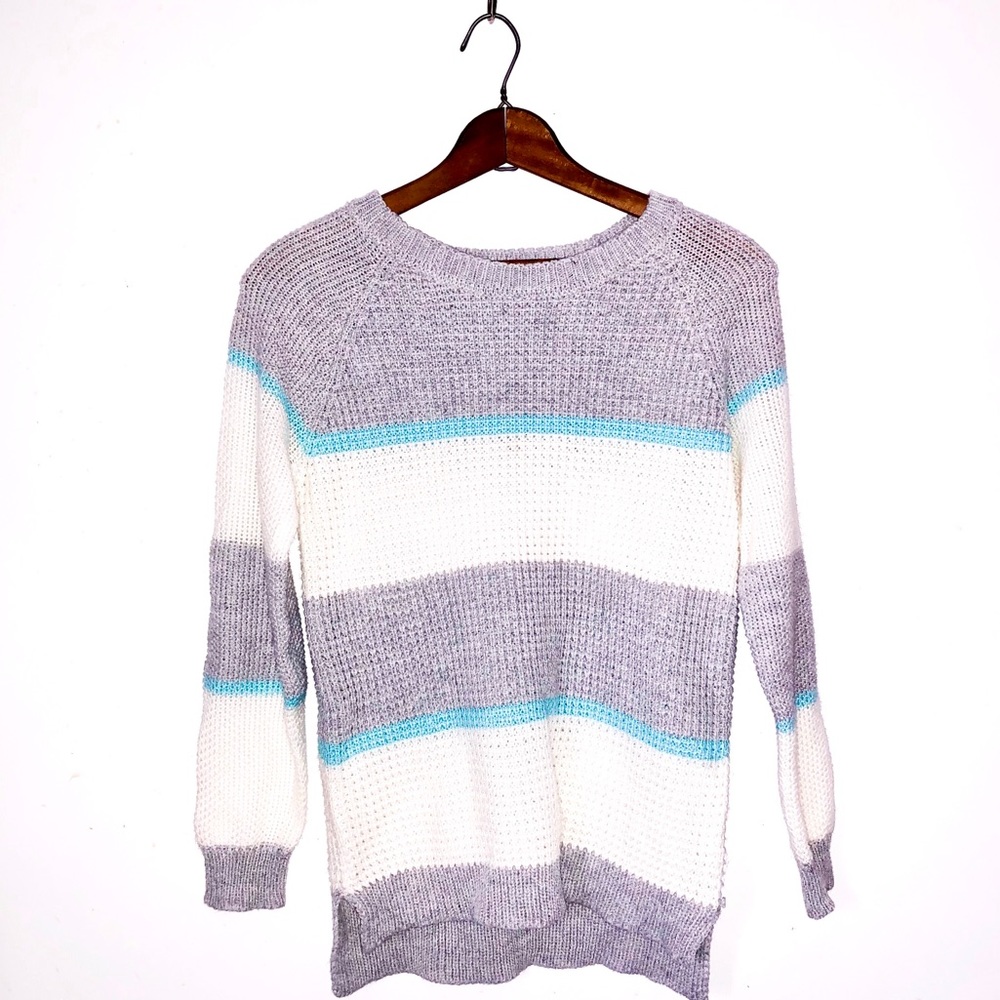 5•$25 SO Gray Blue & White Striped Sweater